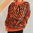 thumbnail image 3 of Scyoekwg Sweaters for Women Trendy Warm Casual Long Sleeve Fall Winter Clothes Knitted Sweater Striped Crewneck Sweater Pullover Tops(Orange,S), 3 of 5