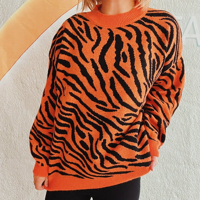 EGNMCR Chandail Col Rond Femme Couleur Unie Tricoté Contrasté Chandail Col Rond polyester