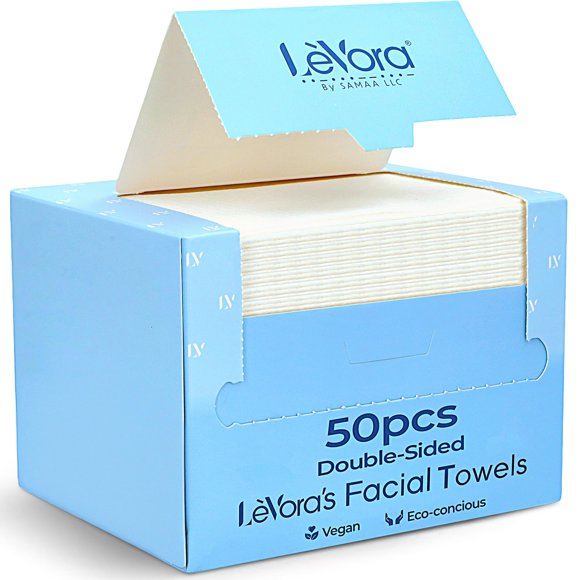 Toallas faciales desechables LÈVORA extra grandes para pieles sensibles