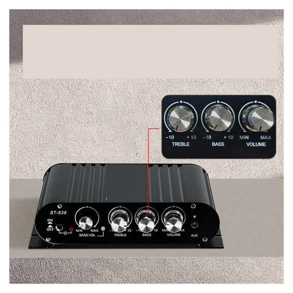 HiFi 2.1 Channel Amplifier Stereo Treble and Subwoofer Adjustment Bass Sound Amplifier ,Bass & Treble Control