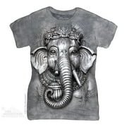 Grey Cotton Big Face Ganesh Design Novelty Womens T-Shirt NEW