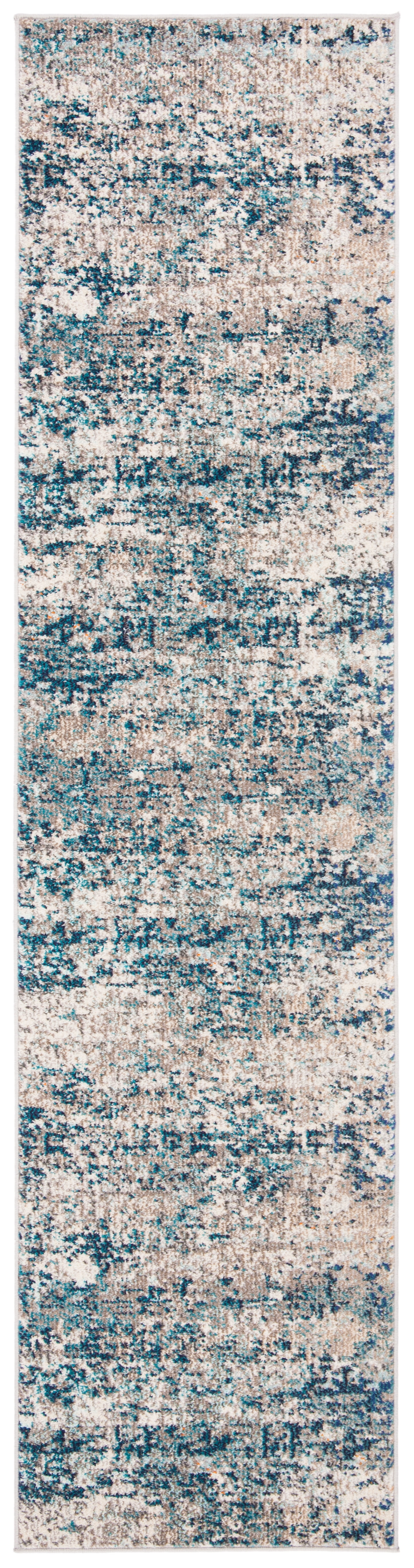 SAFAVIEH Madison Kebo Abstract Runner Rug, Grey/Blue, 2'2" x 16' - Modern Design, Grey & Blue, Ideal for Living Room, Bedroom, Dining Space, Entryway, Hallway, Kitchen