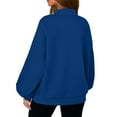 thumbnail image 6 of WTOBBY Women's Oversized Zip Up Jacket, Solid Color V-Neck Long Sleeve, Loose Fit Casual Outerwear, Street Fashion Style, Comfortable Lightweight Coat,Blue L, 6 of 6