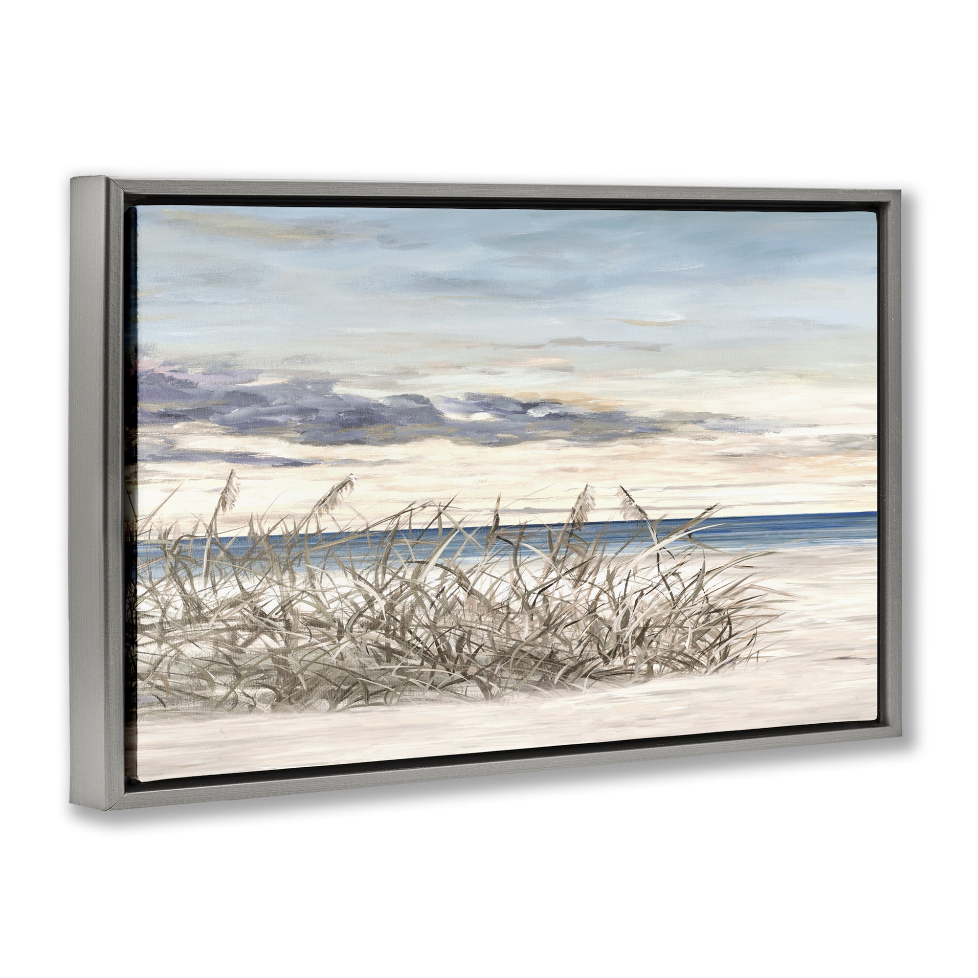 Stupell Industries Windy Beaches Landscape Gray Framed Floater Canvas Wall Art, design by Julie DeRice