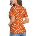 thumbnail image 3 of Xecao Dots On Orange Background for Women's V-Neck T-Shirts-Elegant Half-Sleeve Tops Perfect for Summer-Large, 3 of 5