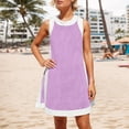 thumbnail image 5 of Women's Sleeveless V Neck Color Block 2 Piece Set Tunic Dress Top with Shorts Summer Beach Outfit with Pockets, 5 of 5