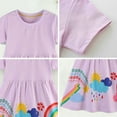 thumbnail image 6 of Girls Dresses Toddler Baby Girls Summer Cotton Rainbow Print Dress Breathable Soft Short Sleeve Dresses Toddler Girl Dress Pink 5 Years-6 Years, 6 of 7