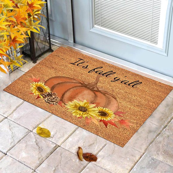 Pamqxs Halloween Decor,Fall Decorations For Home,Fall Thanksgiving Decorative Door Mat Farmhouse Happy Fall Yall Doormat Autumn Buffalo Plaid Doormats Non Slip Fall Indoor Floor Mat Low Pro