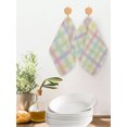 thumbnail image 2 of Green Beige Plaid Kitchen Dish Towels for Drying Dishes Set of 2, Farmhouse Art Checkered Rustic Waffle Weave Microfiber Hand Tea Bathroom Towels Quick Dry & Absorbent Towel 12x12, 2 of 7