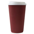 thumbnail image 5 of 16 oz Crimson Paper Ripple Wall Coffee Cup - with White Lid - 3 1/2" x 3 1/2" x 6 1/4" - 20 count box, 5 of 10