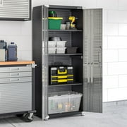 Seville Classics UltraHD® Steel Body Lockable Storage Cabinet Organizer Locker Shelving Unit, Graphite, 30 W x 18 D x 72 H