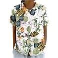 thumbnail image 2 of Fiudx Camisas de Mujer Camiseta Holgada Informal con Estampado para Mujer, Tops de Manga Corta con Cuello de Muñeca, Blusa Bonita y de Lino, 2 of 4