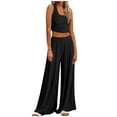 thumbnail image 1 of Lounge Set Womens, Ribbed Crop Top Short Sleeve/Sleeveless Palazzo Pants Loose Sweatsuit ,2 Piece Pajamas Tracksuits, 1 of 7