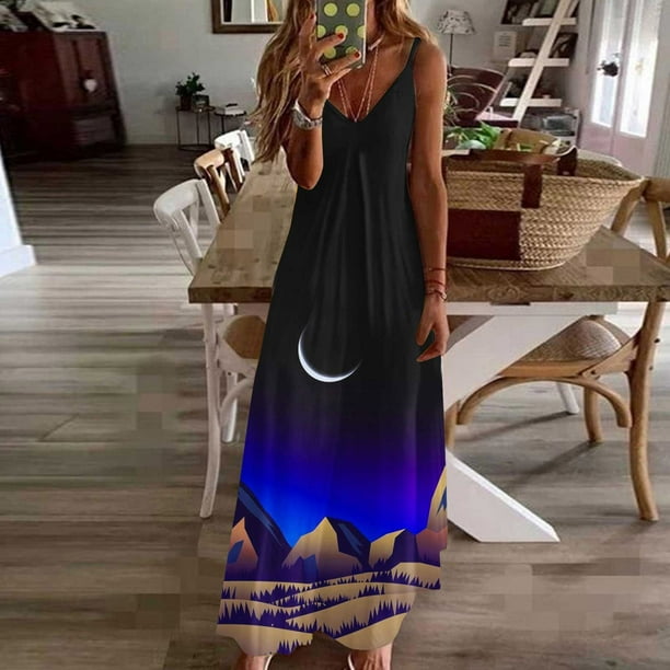 Puntoco Vestidos Mujer Verano Moda Mujer Primavera/Verano Tirante Sin Espalda Vestido Impreso