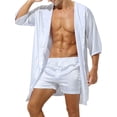 thumbnail image 2 of CHICTRY Mens Satin Soft Nightgown Sleepwear Short Sleeve Loungewear, 2 of 5