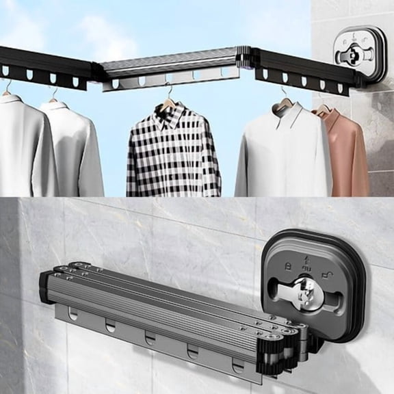 NUAHRHY Folding Clothes Drying Laundry Rack Hanger Foldable Collapsible Retractable Dry Rack Stand Suction Cup Indoor Outdoor Varal De Secar Roupas