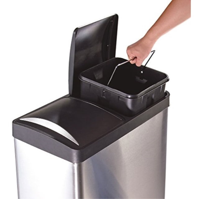 the step n' sort 16 gal. 2-compartment stainless steel trash and ...