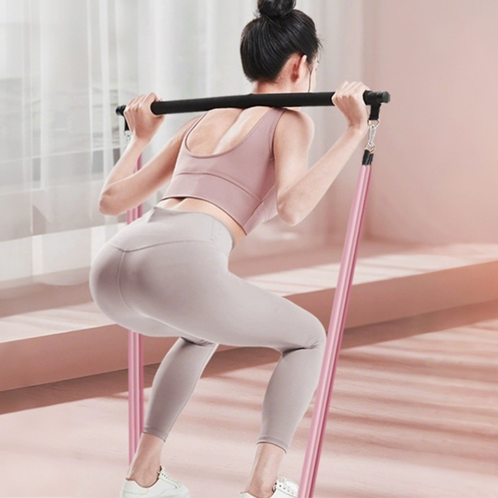 CanGonggg Pi Lates Set With 5 Adjustable Resistance Bands Elastic P Ilates E Ssentials Kit For Home Fitness Stretching Strength Training Yoga Statues Yoga Gear Set Meditation Blanket Yoga Cork Mats