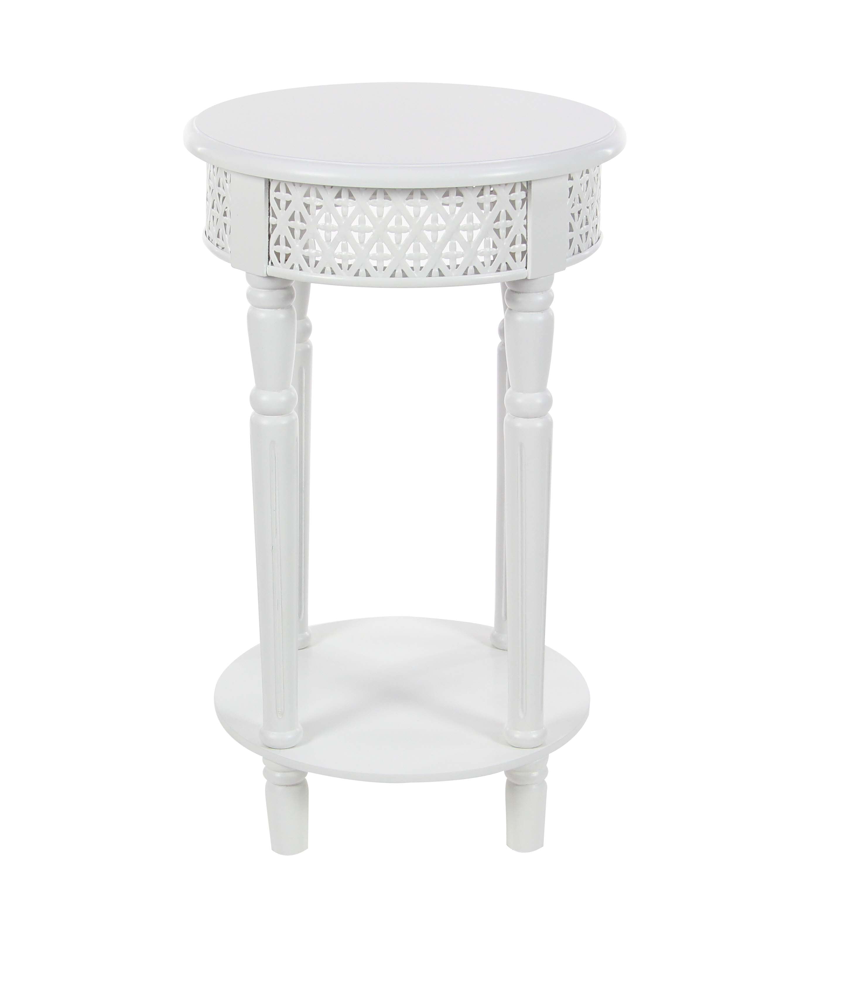 Decmode Modern 27 X 15 Inch Wooden Round Lattice Side Table White