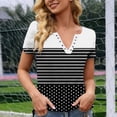 thumbnail image 6 of Women's V Neck T-Shirts Short Sleeve Snap Button Print Pullover Tops Casual Loose Stylish Tunic Blouse (XXL, Black), 6 of 6