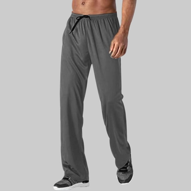 Pantalones deportivos rectos y elegantes para hombre, de longitud completa, lisos, holgados e informales, de poliéster