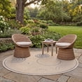 thumbnail image 3 of Safavieh Courtyard Hugo Oriental Indoor/Outdoor Area Rug, Natural/Blue, 5'3" x 5'3" Round, 3 of 13