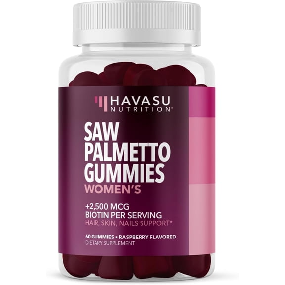 Havasu Nutrition Saw Palmetto with 2500mcg Biotin, DHT Blocker Hair Supplement for Women, 60 Gummies