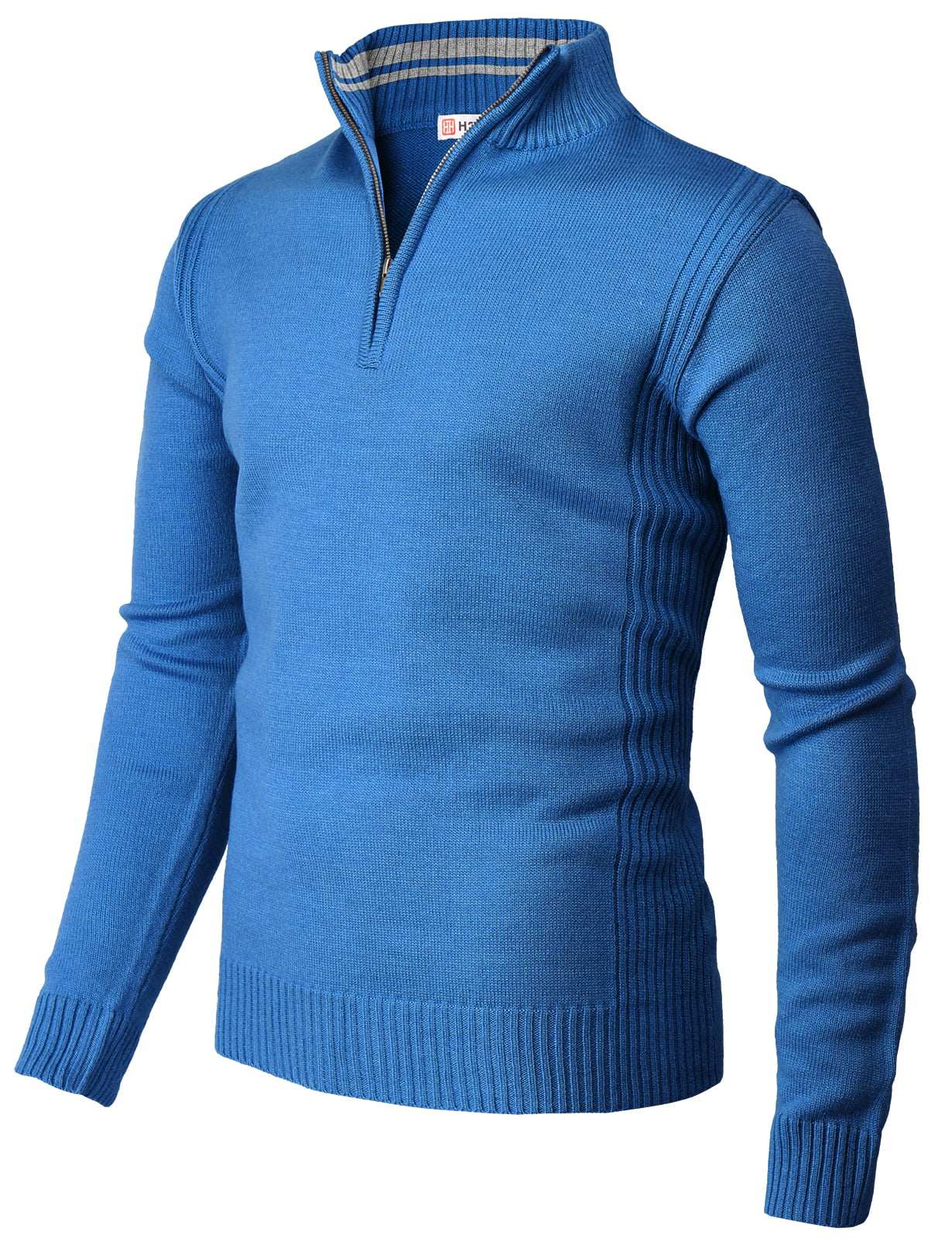 Freely Mens Slim Casual Mock Neck Long Sleeve Knitting Sweater Pullover