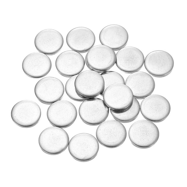 Uxcell Paquete de 50 discos de acero inoxidable, 19/32"(15mm) de diámetro, 0.1"(2.5mm) de grosor, hoja redonda plana de acero inoxidable para manualidades, estampado de metal y fabricación de joyas