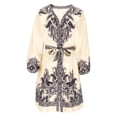thumbnail image 6 of Women's Bohemian Floral Print Mini Dress Casual V-Nek Waist-Tie Dresses Elegant Beach Vacation Clothes, 6 of 7