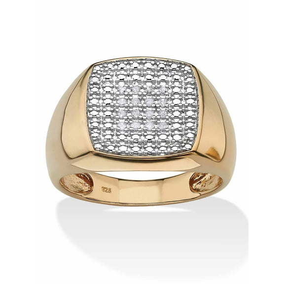 PalmBeach Jewelry Men's 1/10 TCW Diamond 18k Gold-plated Sterling Silver Cluster Ring