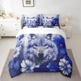 thumbnail image 2 of Wolf 7 Piece Comforter Set Full Daisy Flowers Bedding Sets,Orange Ombre Oil Painting Sheet Set with Comforter Graffiti Art Western Animals Butterfly Bohemian Decor, 2 of 4