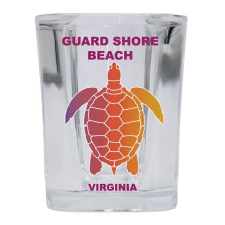 

GUARD SHORE BEACH Square Shot Glass Rainbow Turtle Design