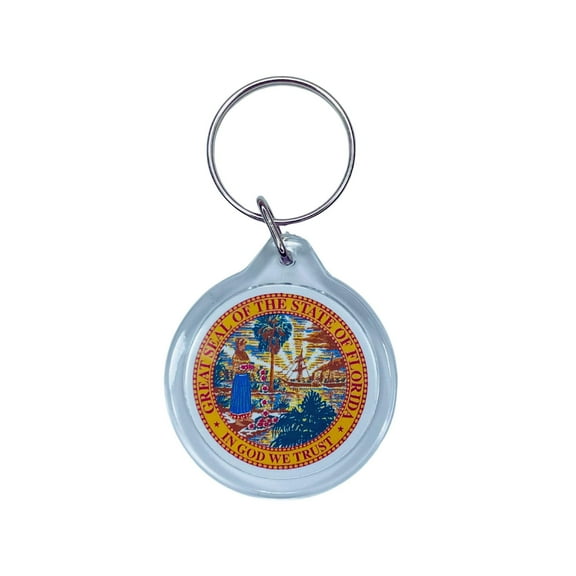 Round Acrylic Keychain - State Seal Florida - USA | Lightweight Travel Keepsake, Collectible Souvenir, Everyday Key Accessory