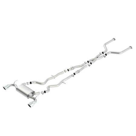 Borla 140703 S-Type Cat-Back Exhaust System; 2.5 in.; Incl. Pipe Assemblies/X-Pipe/Collector Pipes/Intermediate Pipes/Muffler/Clamps/4.5x7.75 in. Sgl. Phantom Tips; Single Split Rear