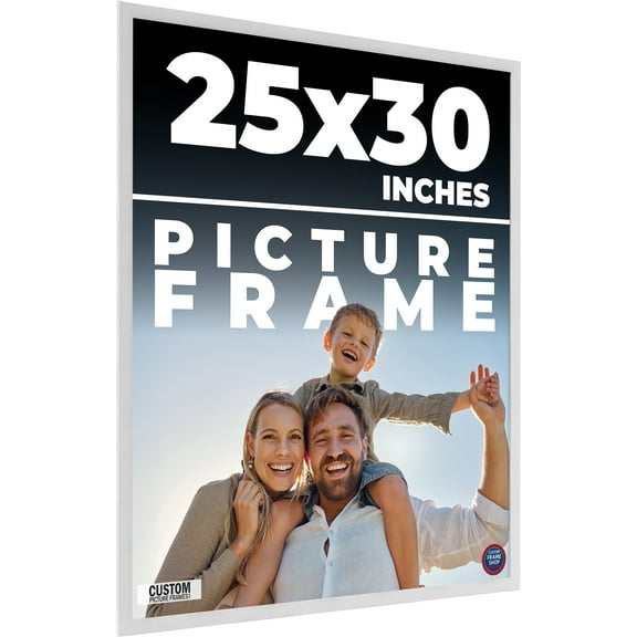 30x25 White Wood Picture Frame - UV Acrylic, Foam Board Backing, Hanging Hardware