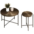 thumbnail image 2 of 2-Piece Table Set of Coffee and End Distressed Cylindrical for Modern Home Aesthetic, 2 of 6