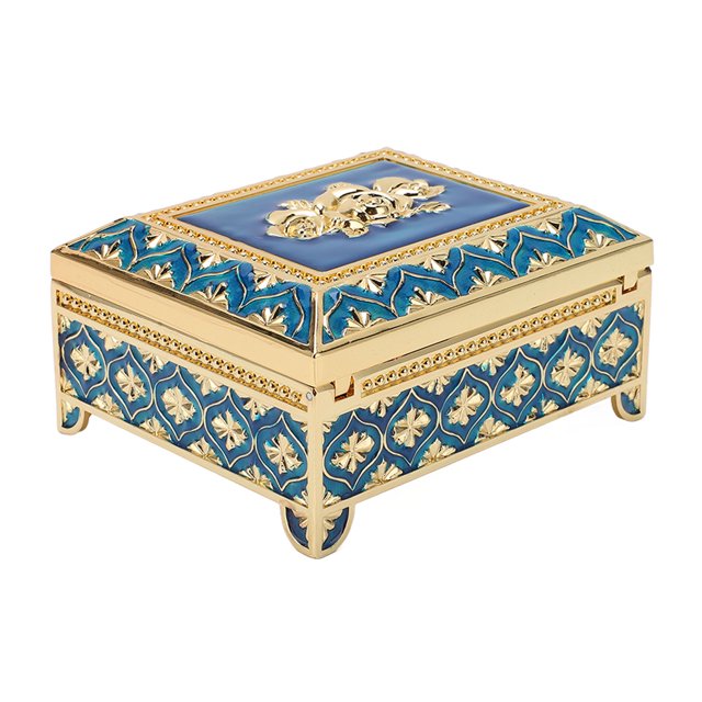 Joyero Vintage Caja de Almacenamiento de Joyería en Relieve de Metal de Estilo Europeo Caja de Baratijas Decorativa para el Hogar con Tapa Abatible de Fantasía Rectangular ANGGREK Otros