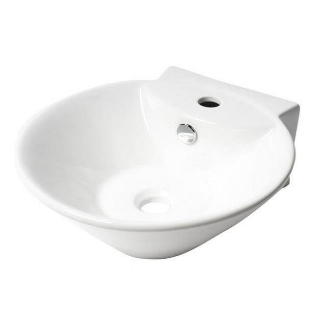 ALFI Brand ABC113 17 Po Évier Mural Rond en Céramique avec Trou de Robinet &44; Blanc