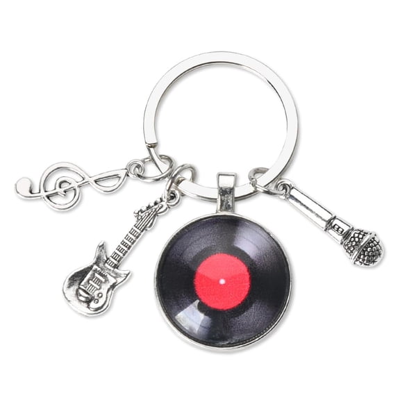 Disc Vinyl Record Keychain Gifts for Music Students Lovers Guitar Microphone Music Note Charm Key Chains Christmas Birthday Gift