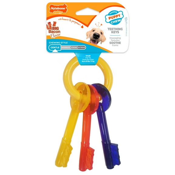 Nylabone Puppy Chew Teething Keys Dog Chew Toy Bacon Small (1 Count)