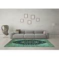 thumbnail image 3 of Ahgly Company Machine Washable Indoor Square Oriental Turquoise Blue Industrial Area Rugs, 8' Square, 3 of 4