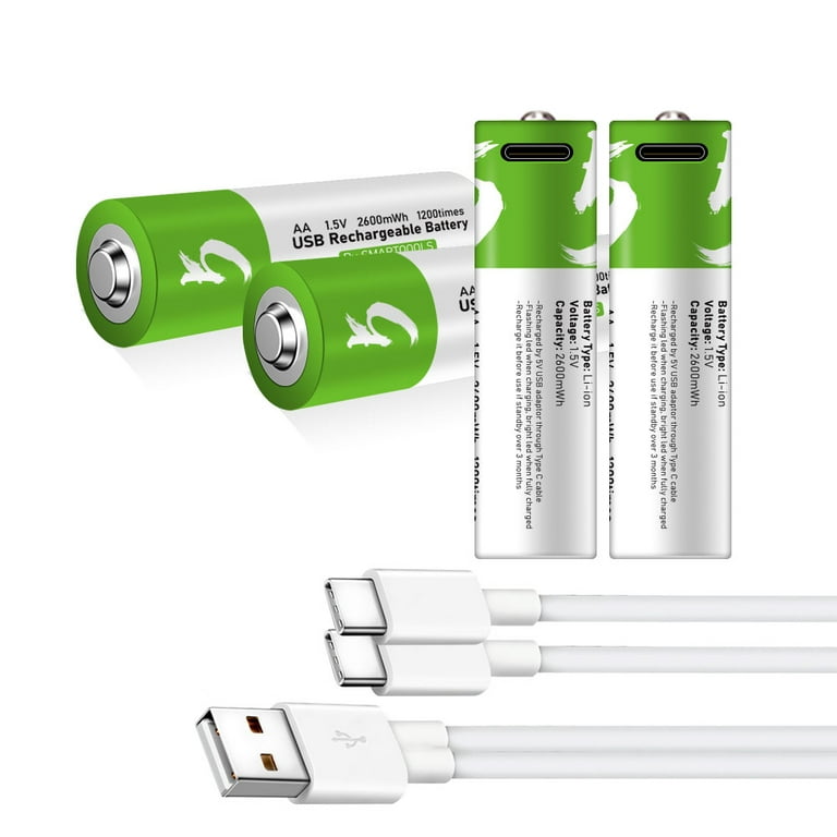 LANKOO USB AA Lithium Ion Rechargeable AA Battery Fast Charge 1.5v with  Type C Port Cable 4-Pack 