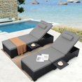 thumbnail image 3 of EastVita Elegant Wicker Sun Lounger Outdoor Chaise Lounge Set of 2 Pieces with Adjustable Backrests For Sunbathing Gray, 3 of 8