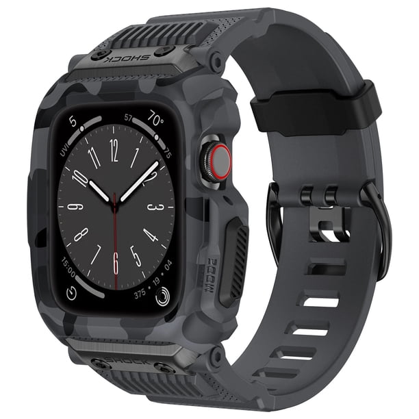 Correa De Silicono + Case Unisex M /L 42 / 44 / 45 mm Para Apple Watch Sport Camuflaje Army Compatible Con Series 8 / 7 /6 / 5 / 4 / 3 / 2 / SE