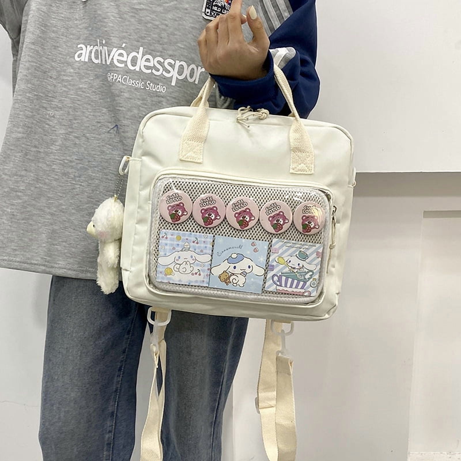 Baguery Kawaii Y2K Ita Backpack - 3-Way Crossbody Messenger Bag, Cute Tote Shoulder Purse for Women