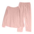 thumbnail image 5 of Lovskoo Women's Cute 2 Piece Pajamas Outfit Fuzzy Fleece Solid Color Pajama Set Soft Warm Sleepwear Loungwear B-Pink, 5 of 8