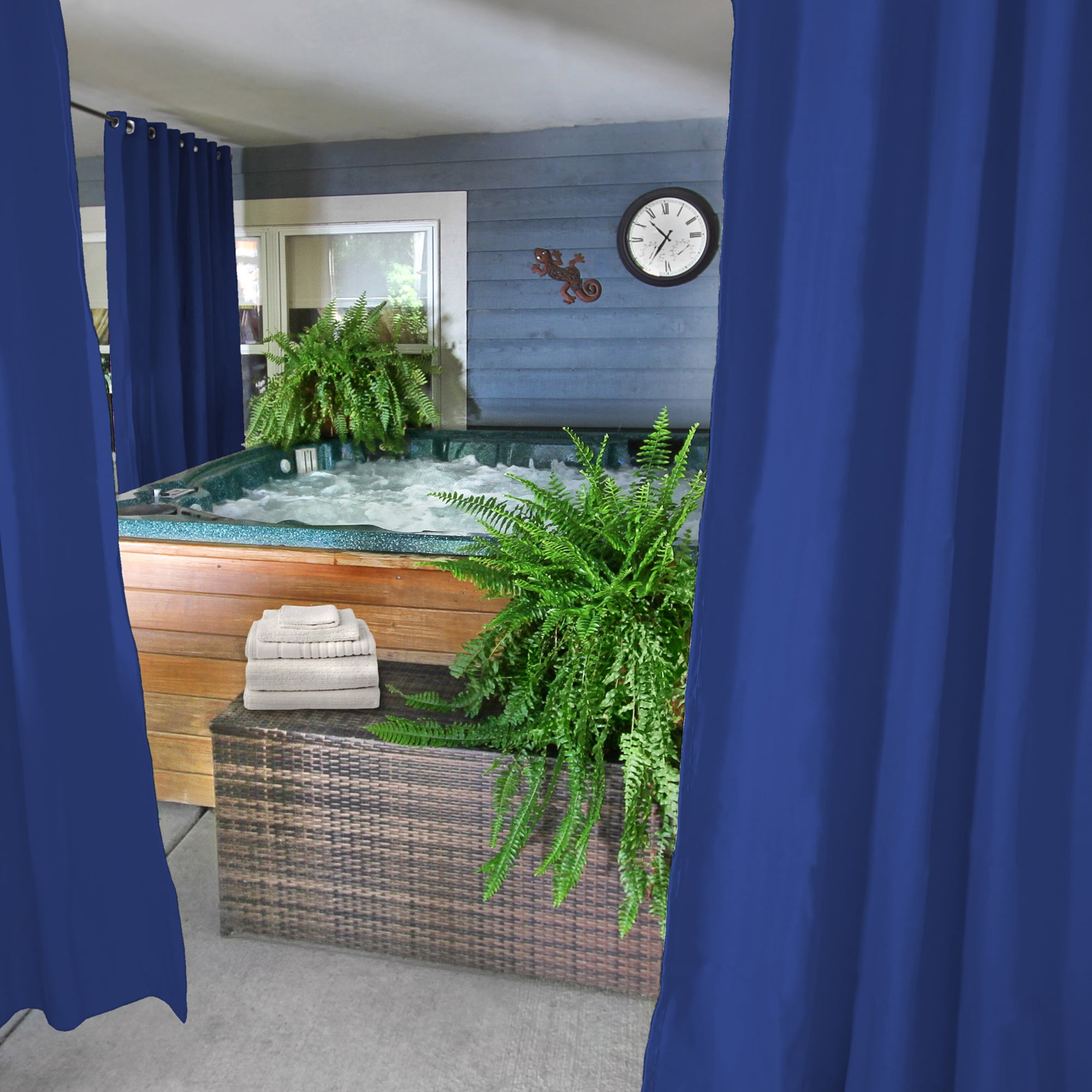 Jordan Manufacturing 54" x 84" Admiral Navy Solid Grommet Semi-sheer Outdoor Curtain Panel