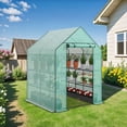 thumbnail image 2 of ZENY Walk In Greenhouse 3 Tier 8 Wired Shelves Portable PE Mesh Plant House 57x57x77 Green, 2 of 10