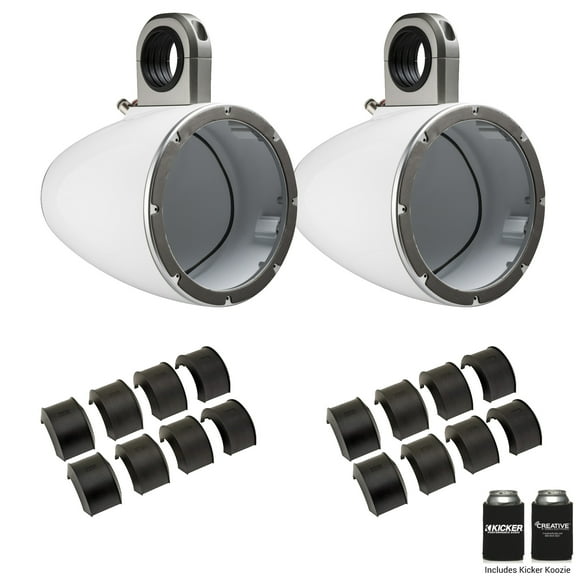 Kicker KMTES8W White 8" Empty Wake Tower/Roll Bar Enclosures with KMTAP Adapter Pack for UTVs
